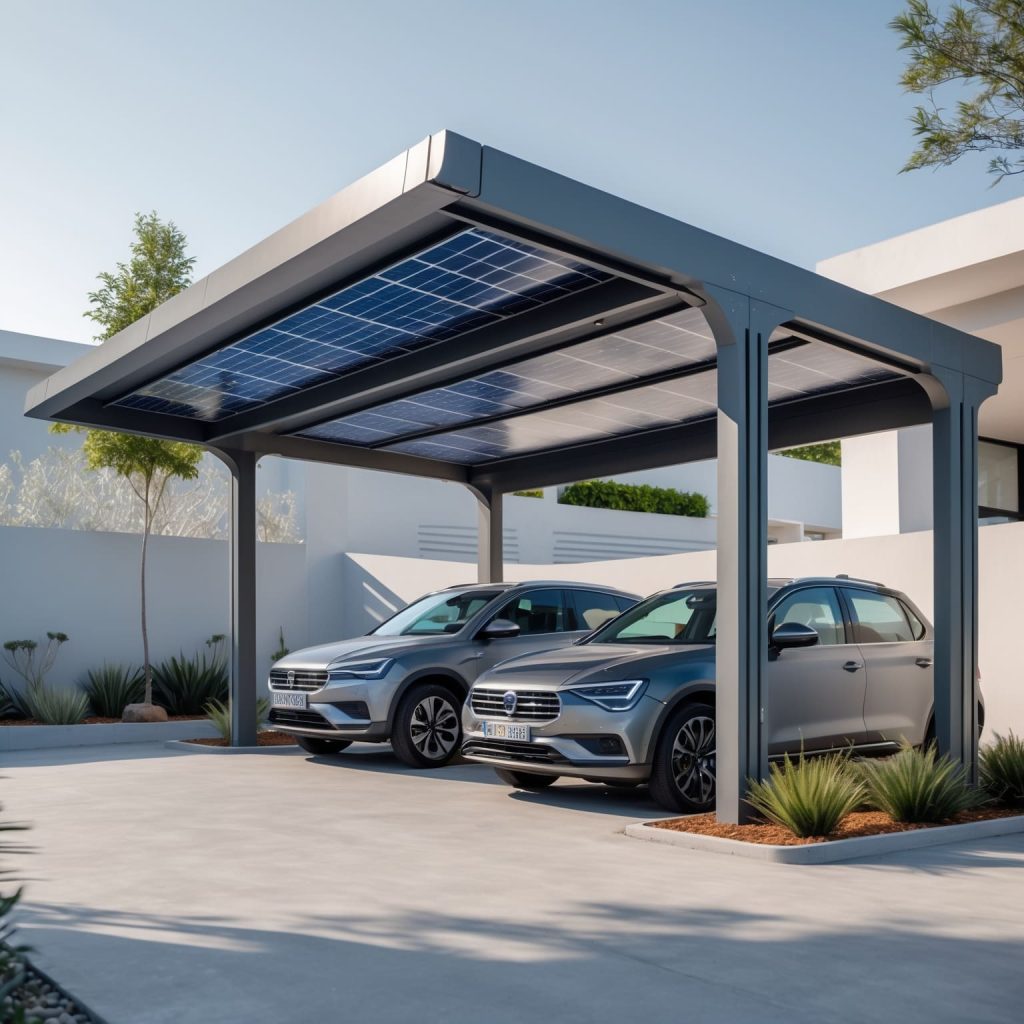 marquesina para 2 coches de aluminio