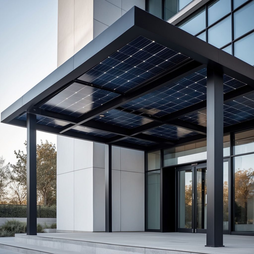 marquesina solar entrada de edificio