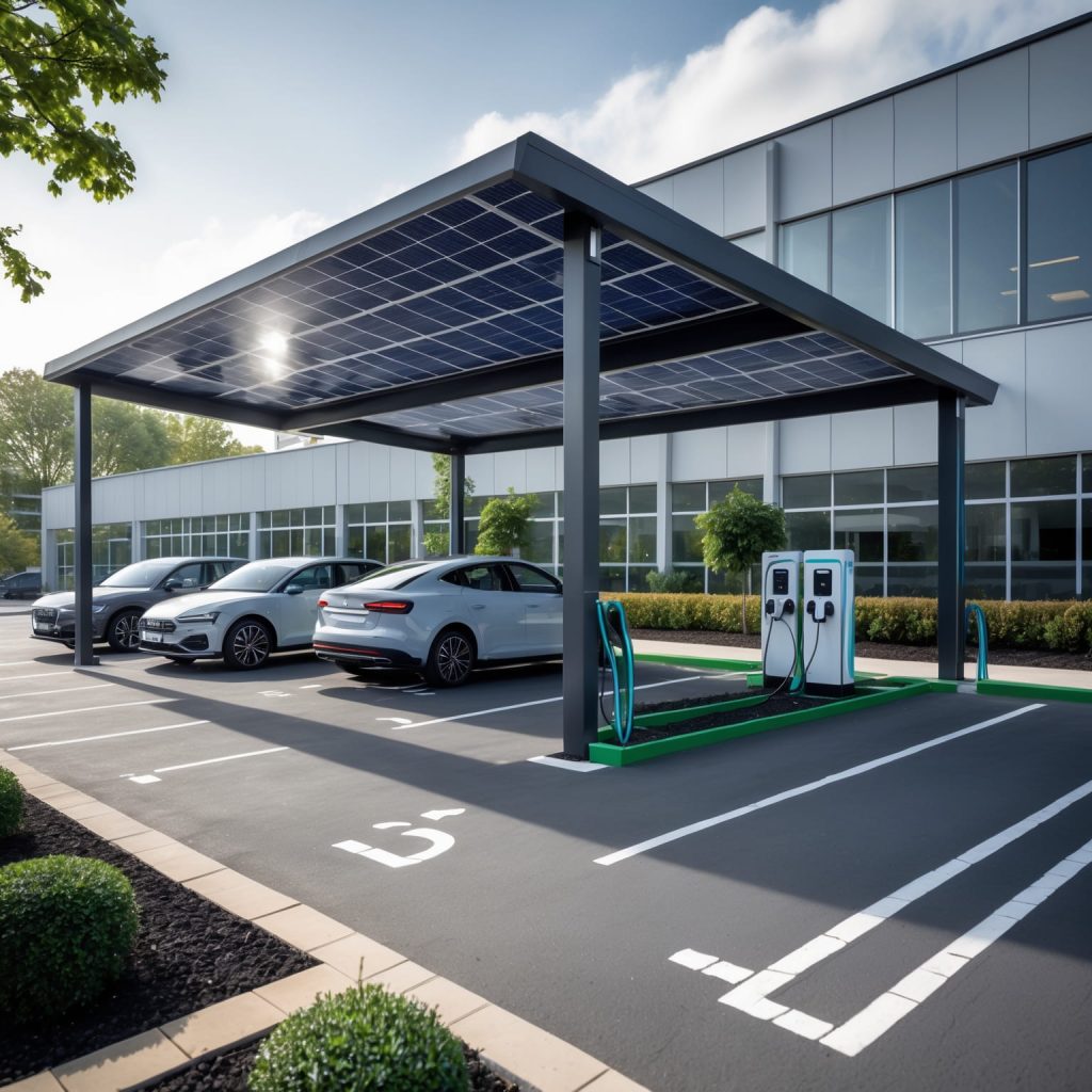 marquesina solar para parking de empresa